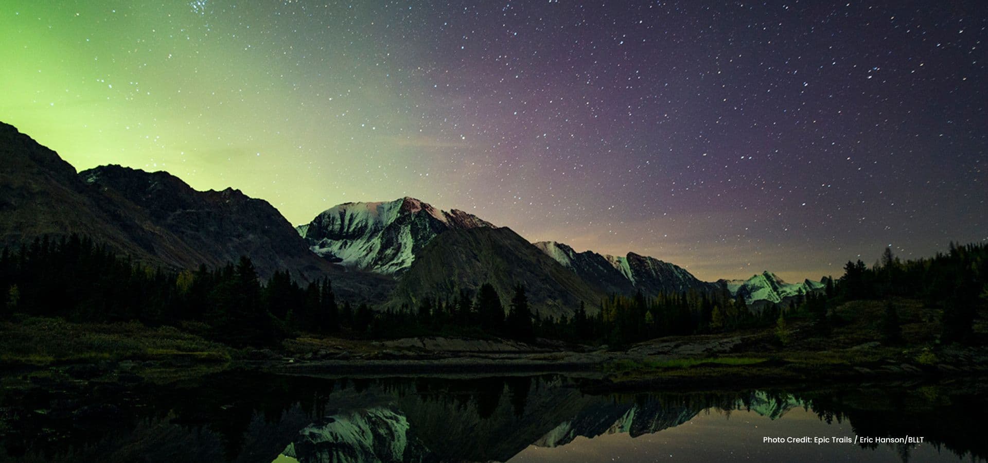 Beautiful scene of the night sky in Banff National Park. Photo courtesy of BLLT.