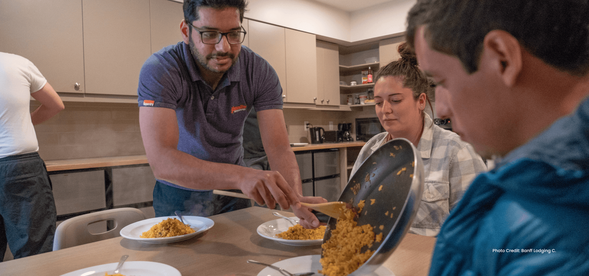 Employees serving dinner in workforce housing. Photo courtesy of BLC.