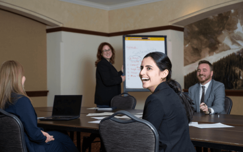 Employees during a team meeting. Photo courtesy of BLLHA and Fairmont Hotels & Resorts.
