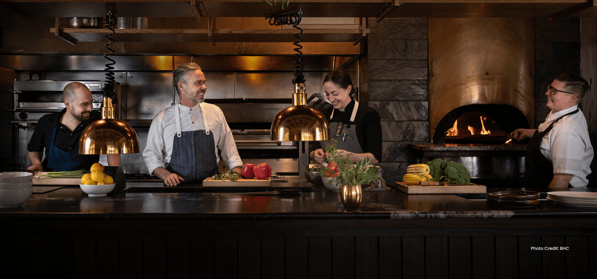 Chef and kitchen team at work. Photo courtesy of BHC.