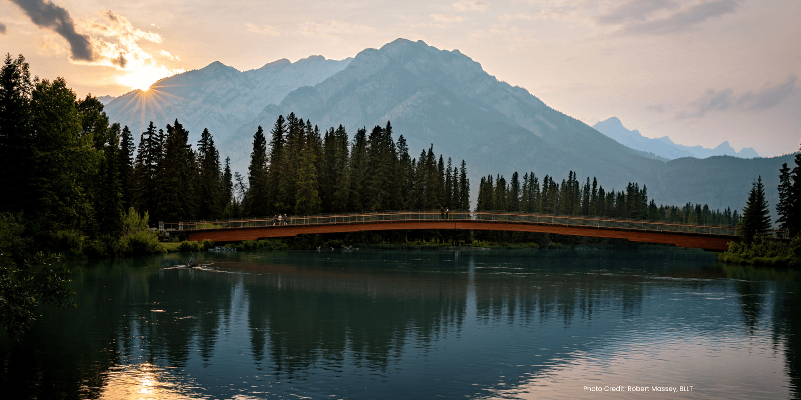 Walking bridge over the Bow River in Banff National Park. Photo by Robert Massey, courtesy of BLLT. Walking bridge over the Bow River in Banff National Park. Photo by Robert Massey, courtesy of BLLT.